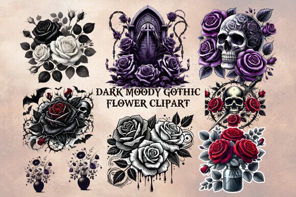 Download Dark Moody Gothic Flower Clipart - Dark moody gothic flower clipart Collection