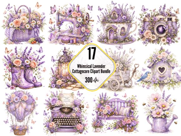 Download Whimsical Lavender Cottagecore Clipart - Premium Resources