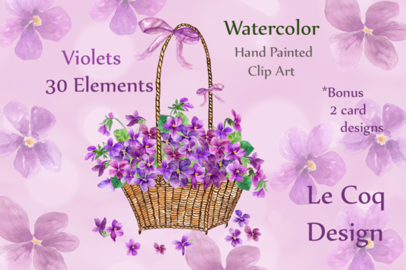 Download Watercolor Violet Flowers Clipart - Violet flowers Collection