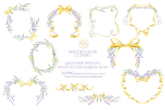 Download Lavender Wreath with Yellow Ribbon Bow - Lavender Collection