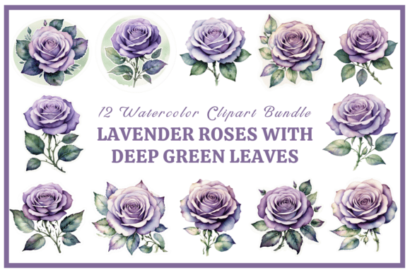 Download Lavender Roses with Green Leaves Bundle - Lavender Collection
