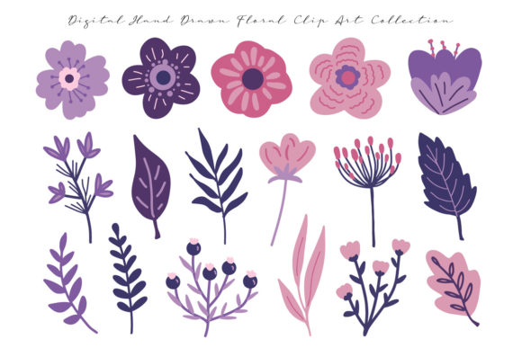Download Pink and Violet Flowers Digital Clip Art - Violet flowers Collection