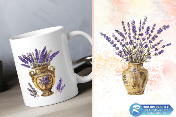 Download Lavender Golden Vase Watercolor Clipart - Lavender Collection