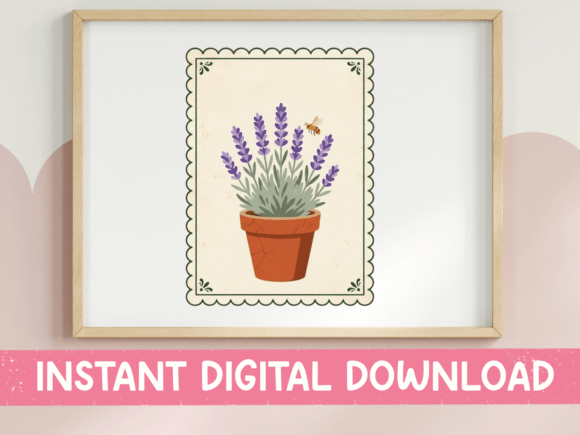 Download Lavender Potted Plant Botanical Print - Lavender Collection