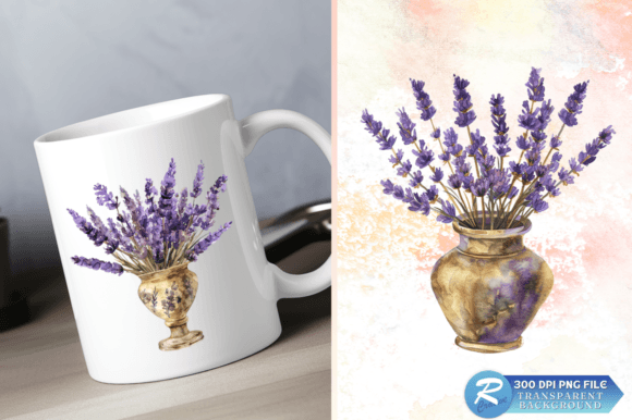 Download Lavender Golden Vase Watercolor Clipart - Lavender Collection