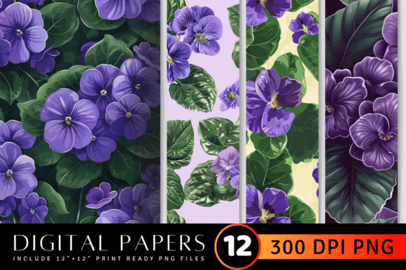 Download African Violet Flowers Digital Paper - Violet flowers Collection