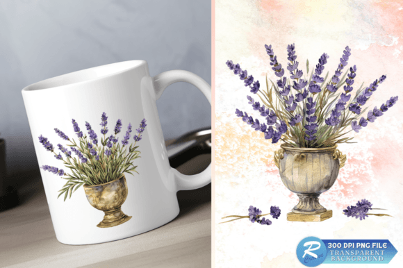 Download Lavender Golden Vase Watercolor Clipart - Lavender Collection