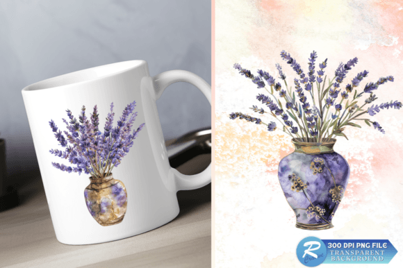 Download Lavender Golden Vase Watercolor Clipart - Lavender Collection