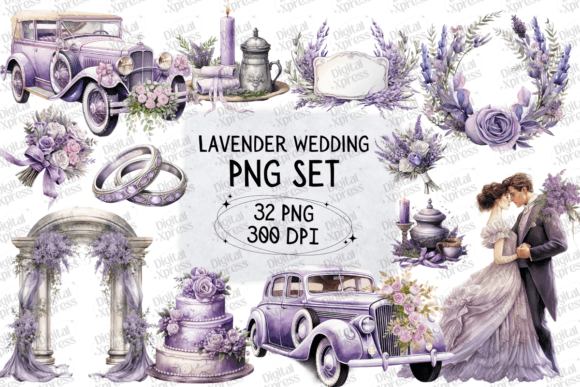 Download Lavender Wedding Clipart-Png Set - Lavender Collection
