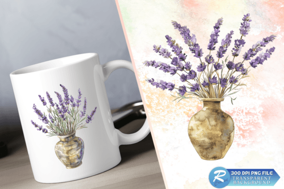 Download Lavender Golden Vase Watercolor Clipart - Lavender Collection