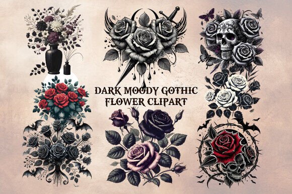 Download Dark Moody Gothic Flower Clipart - Dark moody gothic flower clipart Collection