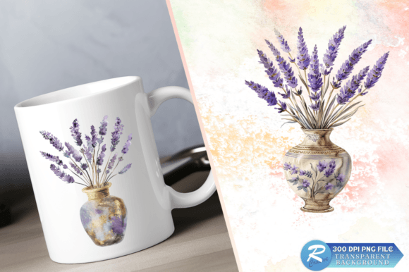 Download Lavender Golden Vase Watercolor Clipart - Lavender Collection